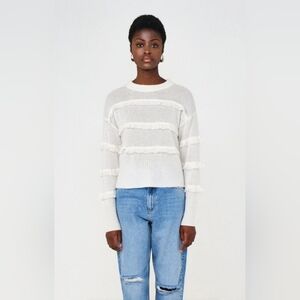 Brodie Faye Fringe White Ruffle Sweater Xs Like New